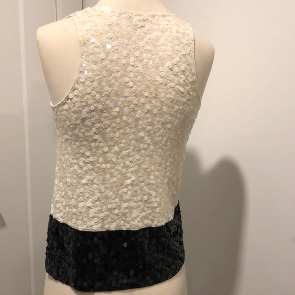 J Crew black and cream sequin top - Picture 3 of 8